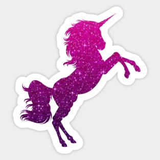 Dark Pink Purple Ombre Faux Glitter Unicorn Sticker